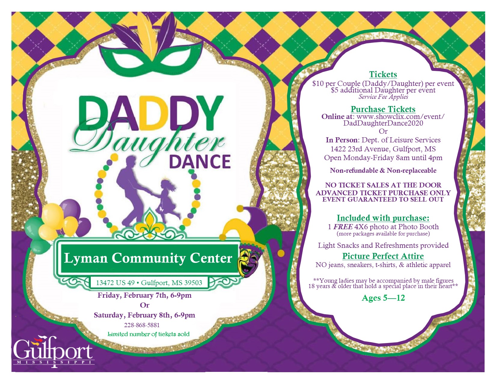 Tickets for Daddy Daughter Dance 2020 - City of Gulfport in Gulfport from ShowClix