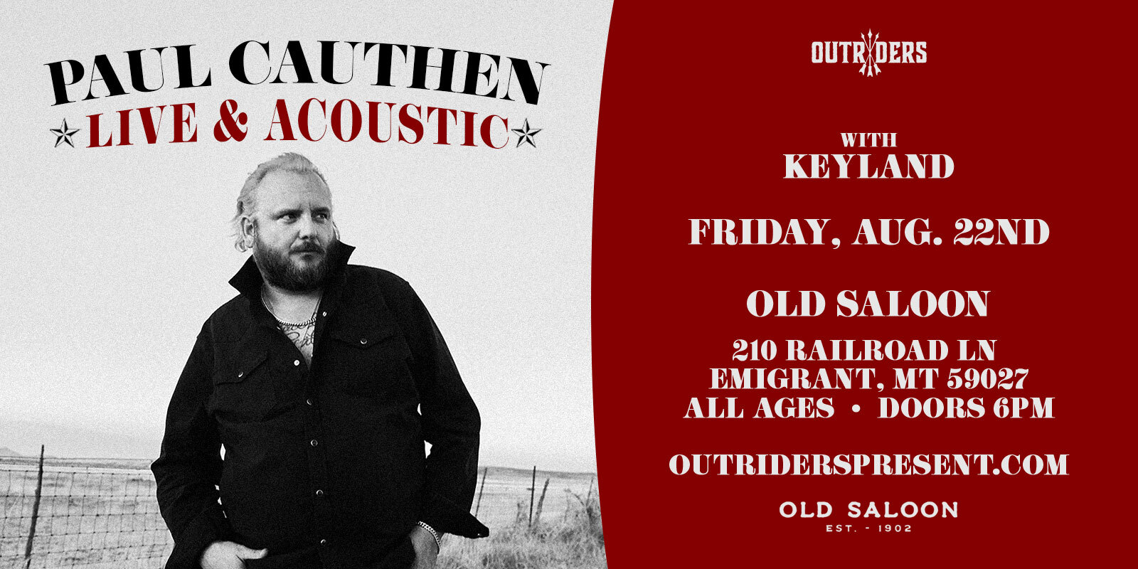Tickets for Outriders present Paul Cauthen at The Old Saloon in Emigrant from Showclix