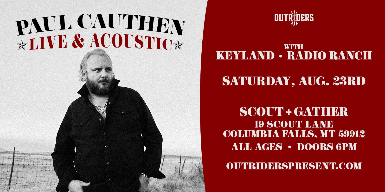 Tickets for Outriders present Paul Cauthen at Scout + Gather in Columbia Falls from Showclix
