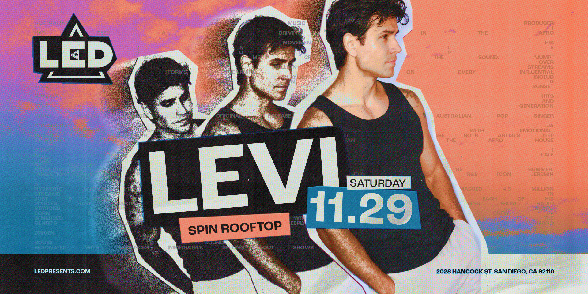 Tickets for LED presents LEVI at Spin Rooftop in San Diego from Showclix