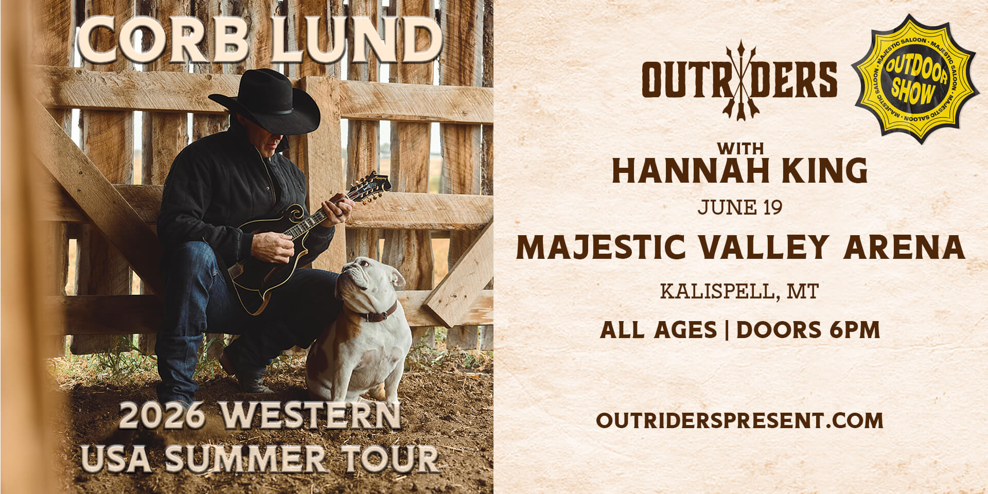 Tickets for Outriders present CORB LUND and HANNAH KING  at Majestic Saloon [OUTDOOR SHOW]