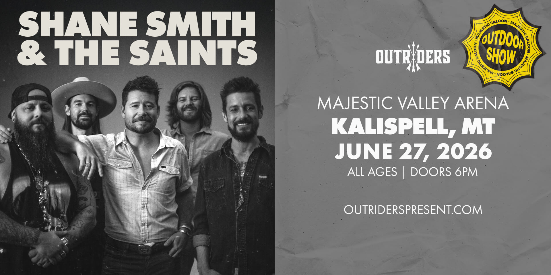 Tickets for Outriders present SHANE SMITH & THE SAINTS at Majestic Saloon [OUTDOOR SHOW]